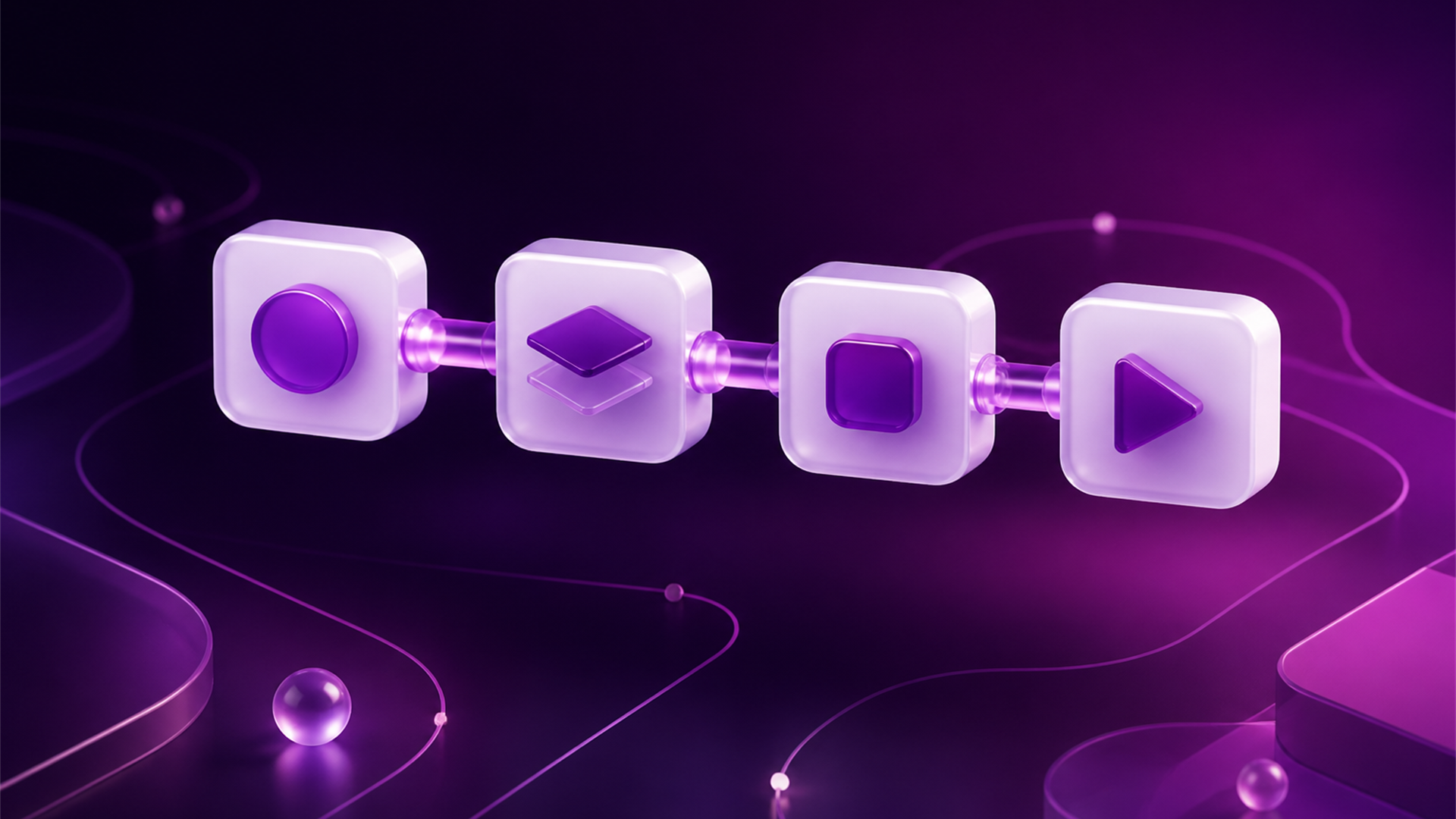 Editorial illustration of automation nodes being chained together.