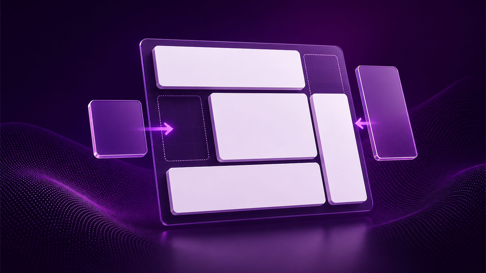 Editorial illustration of blank dashboard tiles being assembled.