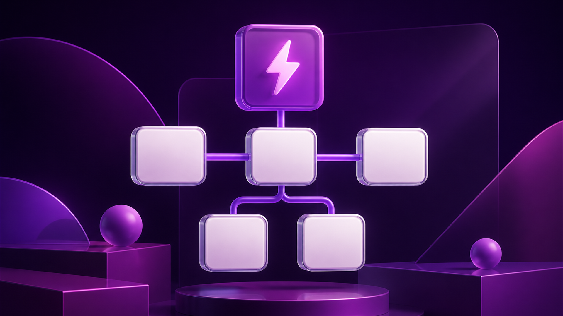 Editorial illustration of a trigger node starting an automation graph.
