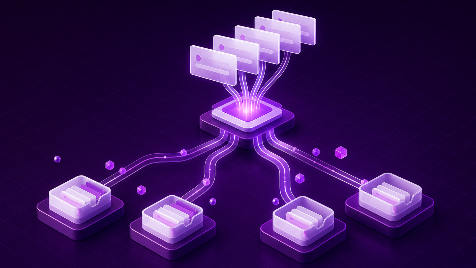 Editorial illustration of incoming tickets splitting along routing paths.