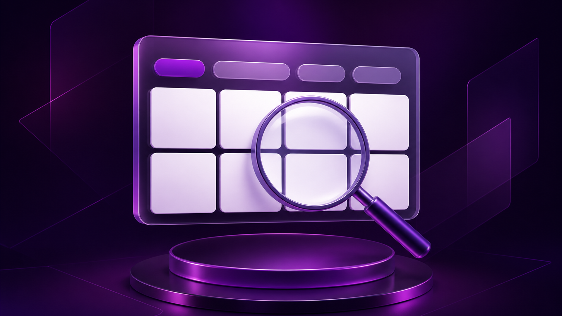 Editorial illustration of a magnifying glass over a board of task cards.