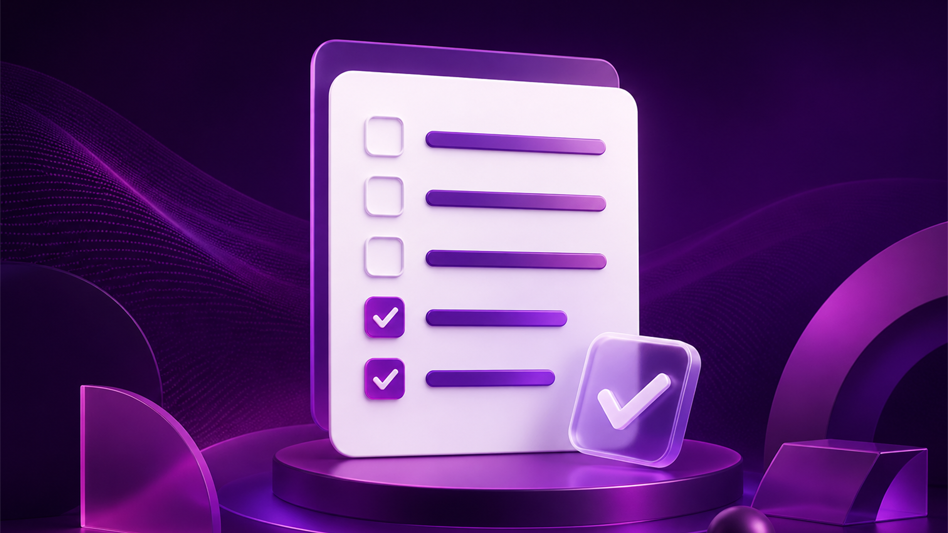 Editorial illustration of a task card with a checklist being completed.